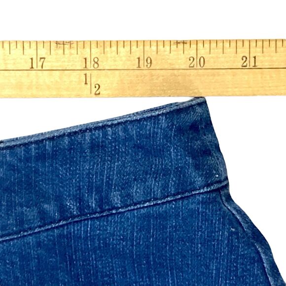 ModCloth Denim Skirt Women 22 Blue Button Front Classic Western Flare Midi Skirt - Picture 8 of 12